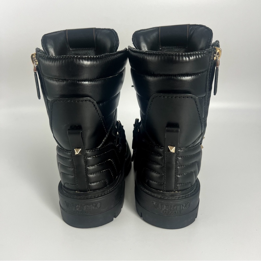 💯 AUTHENTIC VALENTINO GARAVANI CALFSKIN NYLON ROCKSTUD QUILTED WATERPROOF BOOTS - Picture 10 of 14